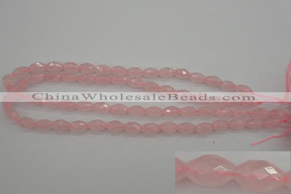 CRQ351 15.5 inches 8*12mm faceted rice rose quartz beads