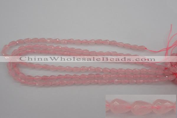 CRQ355 15.5 inches 6*9mm faceted teardrop rose quartz beads