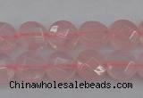 CRQ360 15.5 inches 8mm faceted coin rose quartz beads wholesale