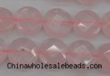 CRQ362 15.5 inches 15mm faceted coin rose quartz beads wholesale