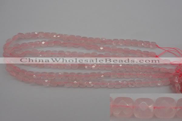 CRQ365 15.5 inches 8*8mm faceted square rose quartz beads