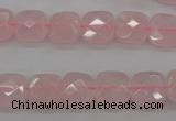 CRQ366 15.5 inches 10*10mm faceted square rose quartz beads