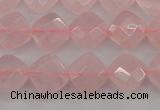 CRQ368 15.5 inches 8*8mm faceted diamond rose quartz beads