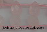 CRQ378 15.5 inches 8*12mm faceted briolette rose quartz beads