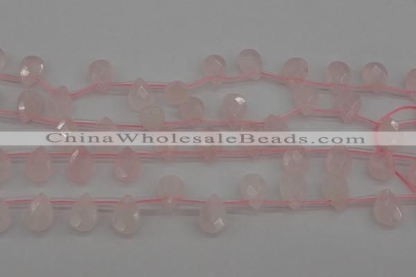 CRQ378 15.5 inches 8*12mm faceted briolette rose quartz beads