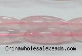 CRQ40 15.5 inches 10*30mm faceted rice natural rose quartz beads