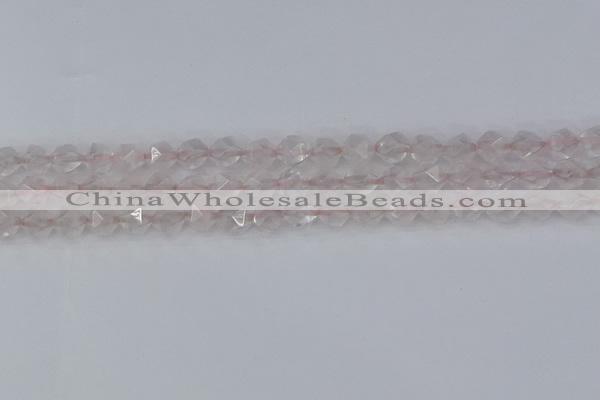 CRQ401 15.5 inches 6mm faceted nuggets rose quartz beads