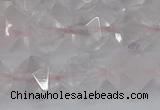 CRQ403 15.5 inches 10mm faceted nuggets rose quartz beads