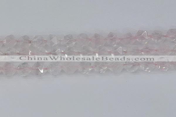 CRQ404 15.5 inches 12mm faceted nuggets rose quartz beads