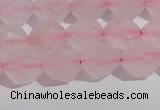 CRQ407 15.5 inches 8mm faceted nuggets matte rose quartz beads