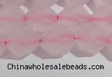 CRQ409 15.5 inches 12mm faceted nuggets matte rose quartz beads