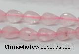 CRQ42 15.5 inches 8*12mm faceted teardrop natural rose quartz beads