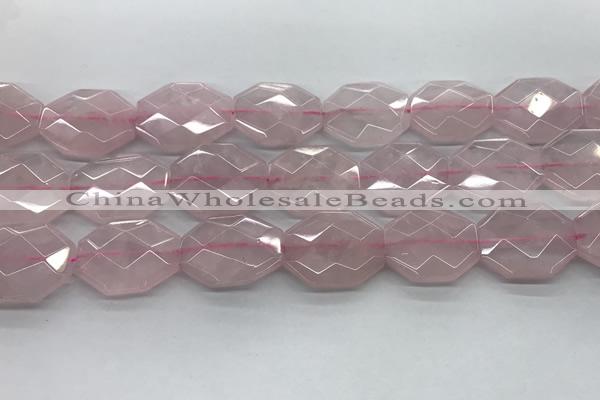CRQ427 22*28mm - 25*30mm faceted octagonal rose quartz beads
