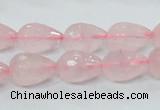 CRQ43 15.5 inches 10*14mm faceted teardrop natural rose quartz beads
