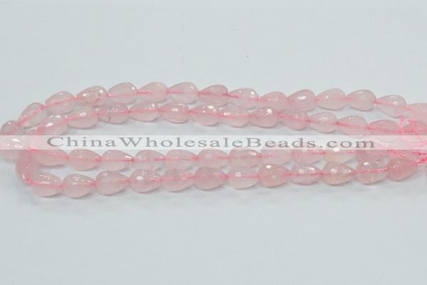 CRQ43 15.5 inches 10*14mm faceted teardrop natural rose quartz beads