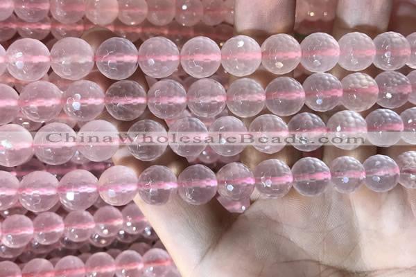 CRQ445 15.5 inches 10mm faceted round rose quartz beads
