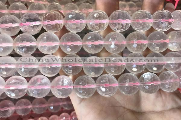 CRQ448 15.5 inches 14mm faceted round rose quartz beads