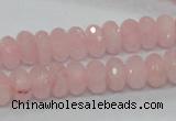 CRQ48 15.5 inches 6*10mm faceted rondelle natural rose quartz beads