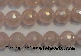 CRQ515 15.5 inches 14mm faceted round AB-color rose quartz beads