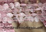 CRQ553 15.5 inches 14mm faceted coin rose quartz beads wholesale