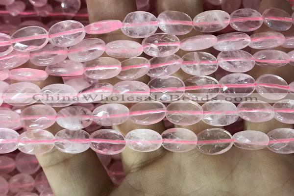 CRQ556 15.5 inches 8*12mm faceted oval rose quartz beads wholesale