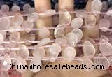 CRQ561 Top drilled 10*14mm faceted briolette rose quartz beads