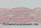 CRQ57 15.5 inches 10*30mm rice natural rose quartz beads wholesale