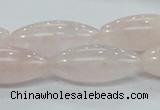 CRQ59 15.5 inches 12*30mm rice natural rose quartz beads wholesale