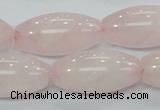 CRQ60 15.5 inches 15*30mm rice natural rose quartz beads wholesale