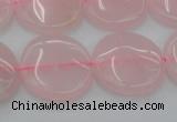 CRQ603 15.5 inches 18mm flat round rose quartz beads wholesale