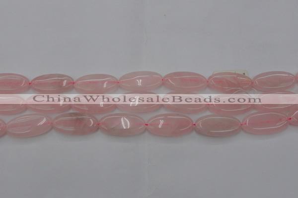 CRQ614 15.5 inches 15*30mm oval rose quartz beads wholesale