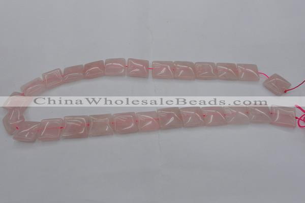 CRQ623 15.5 inches 14*14mm square rose quartz beads wholesale