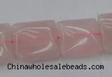 CRQ625 15.5 inches 18*18mm square rose quartz beads wholesale