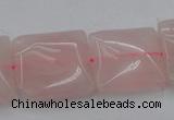 CRQ626 15.5 inches 20*20mm square rose quartz beads wholesale