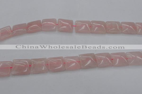 CRQ626 15.5 inches 20*20mm square rose quartz beads wholesale