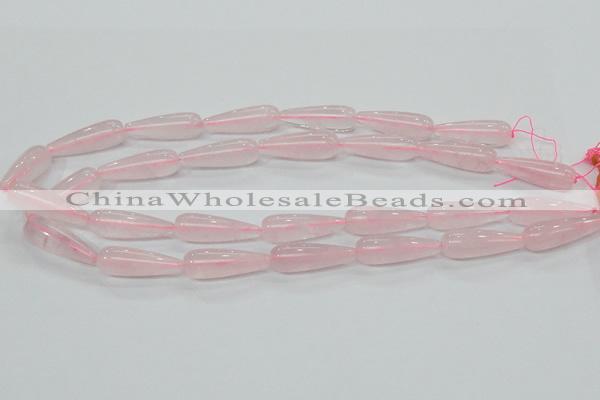 CRQ63 15.5 inches 10*30mm teardrop natural rose quartz beads wholesale