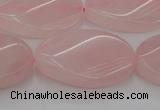 CRQ645 15.5 inches 18*25mm twisted oval rose quartz beads