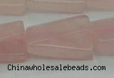 CRQ650 15.5 inches 18*25mm twisted rectangle rose quartz beads