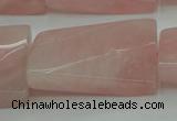 CRQ652 15.5 inches 25*35mm twisted rectangle rose quartz beads