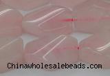 CRQ653 15.5 inches 15*20mm twisted hexagon rose quartz beads