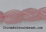 CRQ657 15.5 inches 15*20mm faceted rectangle rose quartz beads