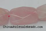 CRQ658 15.5 inches 22*30mm faceted rectangle rose quartz beads