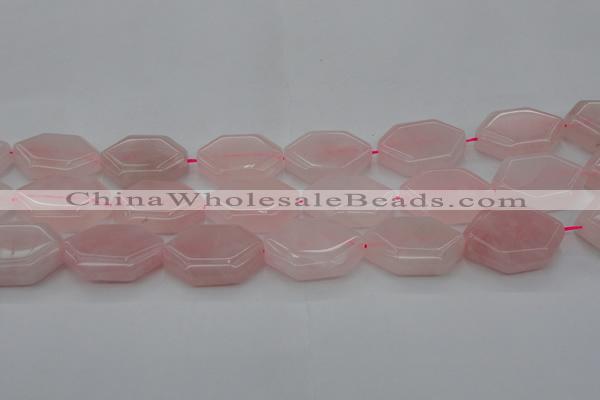 CRQ660 15.5 inches 22*30mm hexagon rose quartz beads