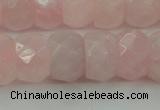 CRQ686 15.5 inches 8*14mm faceted rondelle rose quartz beads