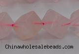 CRQ694 15.5 inches 10*10mm cube rose quartz beads wholesale