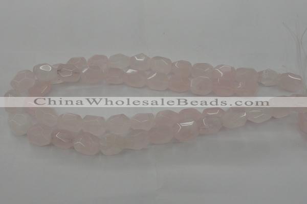 CRQ701 15.5 inches 10*14mm - 12*16mm faceted nuggets rose quartz beads