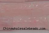 CRQ706 15.5 inches 14*31mm carved column rose quartz beads