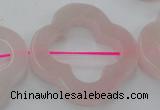 CRQ712 15.5 inches 38mm carved flower rose quartz beads