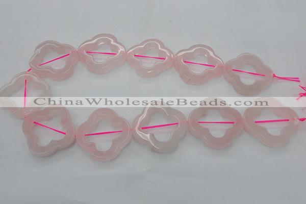 CRQ712 15.5 inches 38mm carved flower rose quartz beads