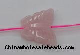 CRQ716 15.5 inches 25*30mm carved butterfly rose quartz beads